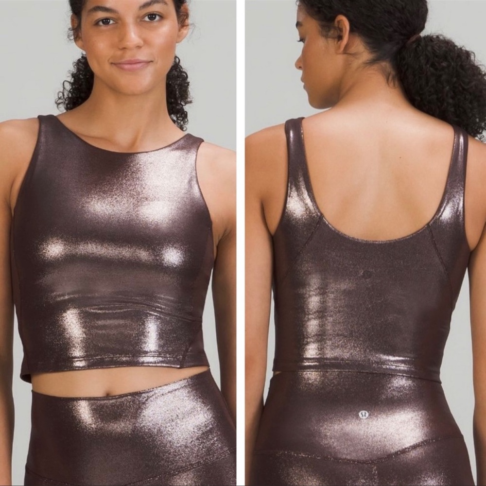 LULULEMON NWT ALIGN HIGH NECK TANK TOP SHINE RADIATE FOIL PRINT FRENCH PRESS 2